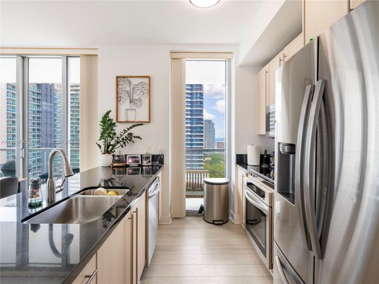 Interior, Kitchen, Stainless Steel Appliances, Wood Texture Flooring