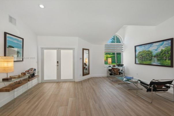 Home Office, Interior, Recessed Lighting, Wood Texture Flooring