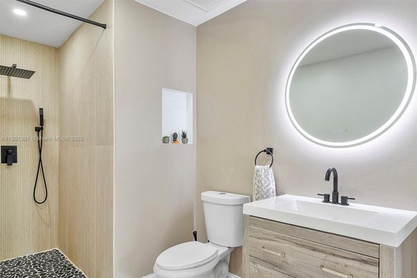 Bathroom, Glass Shower, Interior, Recessed Lighting