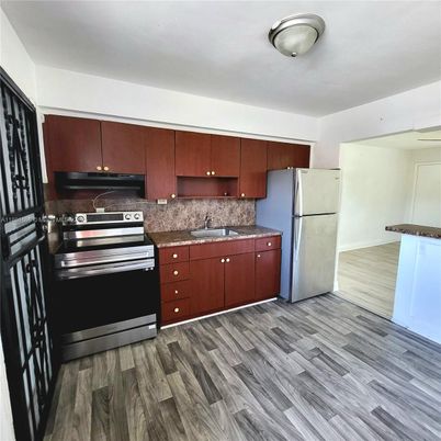 Interior, Kitchen, Stainless Steel Appliances, Wood Texture Flooring