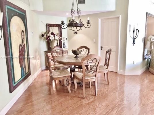 Chandelier, Dining room, Interior, Wood Texture Flooring