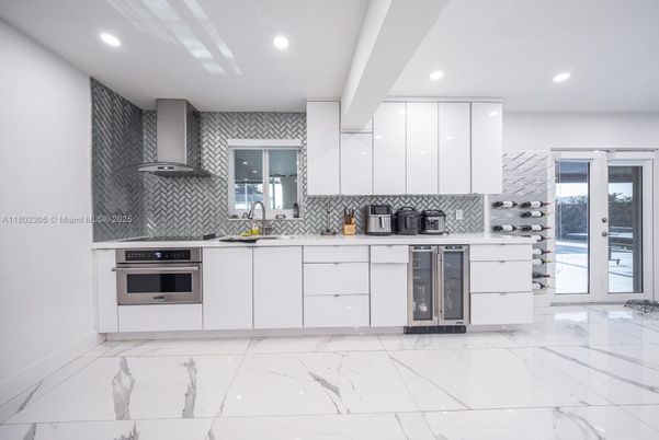 Interior, Kitchen, Marble, Recessed Lighting, Stainless Steel Appliances