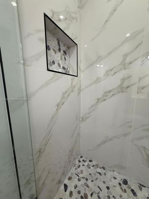 Bathroom, Glass Shower, Interior, Marble Walls