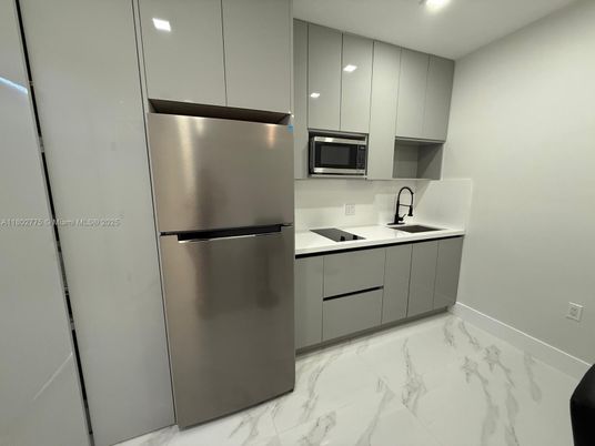 Interior, Kitchen, Marble, Recessed Lighting, Stainless Steel Appliances