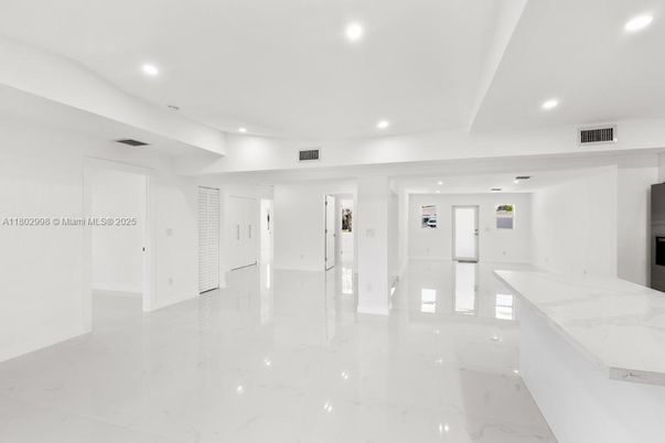 Empty room, Interior, Kitchen, Marble, Recessed Lighting