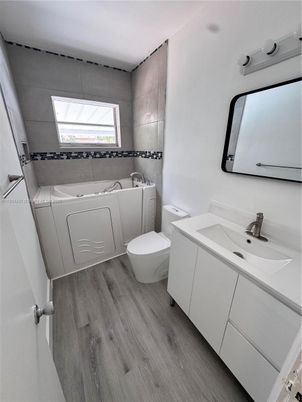 Bathroom, Interior, Washer, Wood Texture Flooring