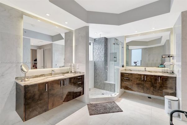 Bathroom, Dual Sink Vanities, Glass Shower, Interior, Recessed Lighting