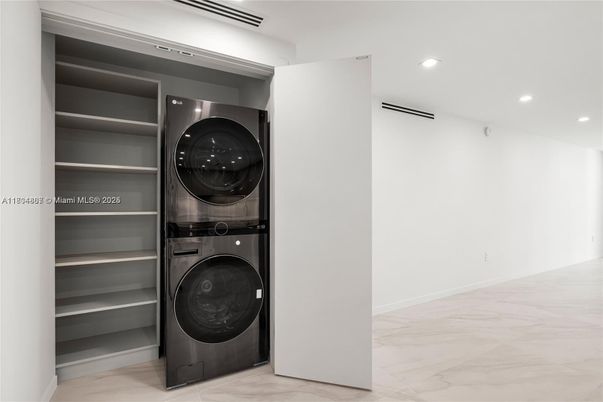Interior, Marble, Recessed Lighting, Utility Closets, Washer