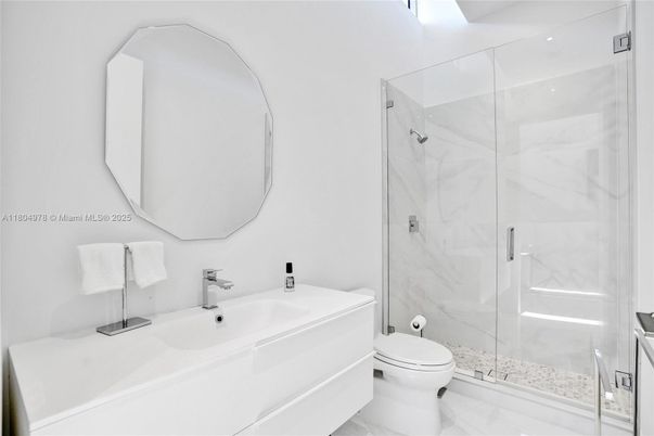 Bathroom, Glass Shower, Interior, Marble Walls