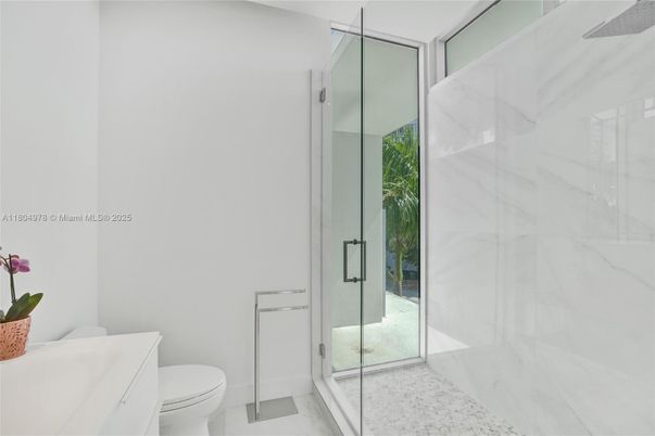 Bathroom, Glass Shower, Interior, Marble Walls