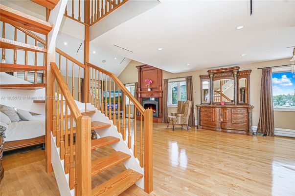 Fireplace, Interior, Recessed Lighting, Wood Texture Flooring