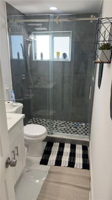 Bathroom, Glass Shower, Interior, Marble, Recessed Lighting