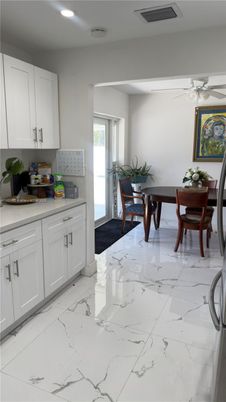 Dining room, Interior, Kitchen, Marble, Recessed Lighting