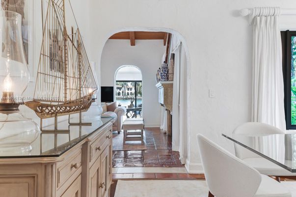 Fireplace, Interior, Water, Wooden Beams