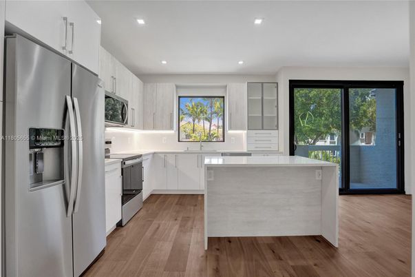 Interior, Kitchen, Recessed Lighting, Wood Texture Flooring