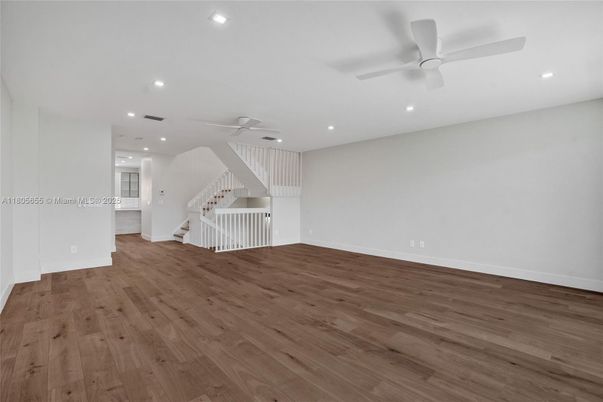 Empty room, Interior, Recessed Lighting, Wood Texture Flooring