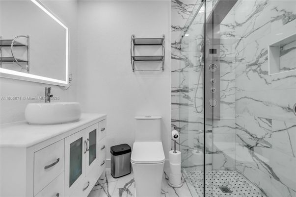 Bathroom, Glass Shower, Interior, Marble Walls