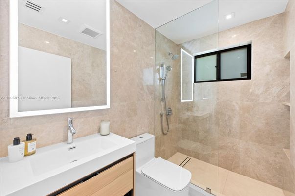 Bathroom, Glass Shower, Interior, Recessed Lighting