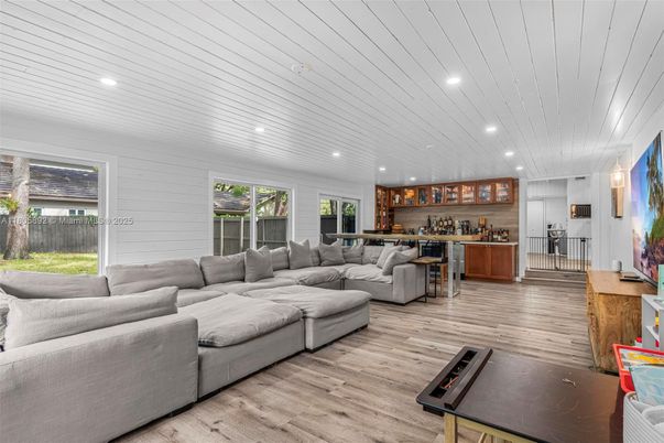 Interior, Living room, Recessed Lighting, Wood Texture Flooring