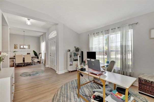 Chandelier, Home Office, Interior, Pendant Lights, Wood Texture Flooring