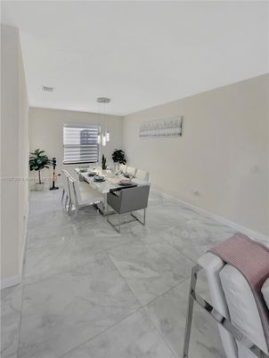 Dining room, Interior, Marble, Pendant Lights