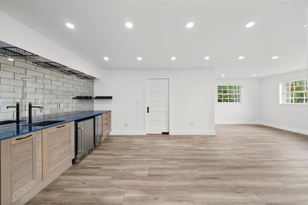 Interior, Kitchen, Recessed Lighting, Wood Texture Flooring