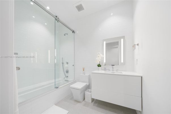 Bathroom, Glass Shower, Interior, Recessed Lighting