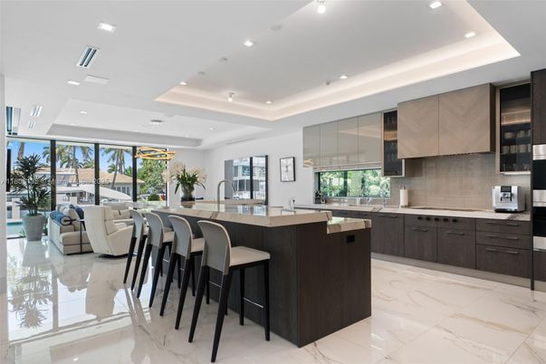 Interior, Kitchen, Living room, Marble, Recessed Lighting, Stainless Steel Appliances