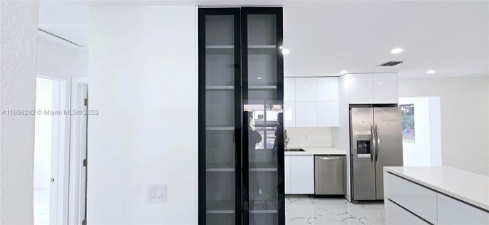 Interior, Kitchen, Marble, Recessed Lighting, Stainless Steel Appliances