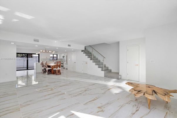 Dining room, Interior, Marble, Pendant Lights, Recessed Lighting