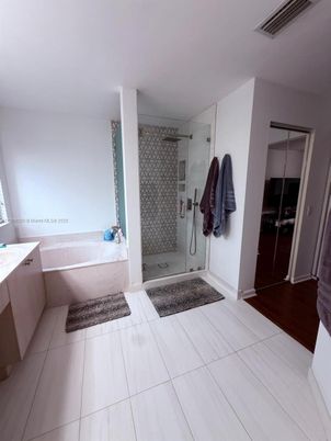 Bathroom, Glass Shower, Interior, Wood Texture Flooring