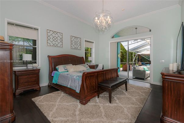 Bedroom, Chandelier, Interior, Wood Texture Flooring