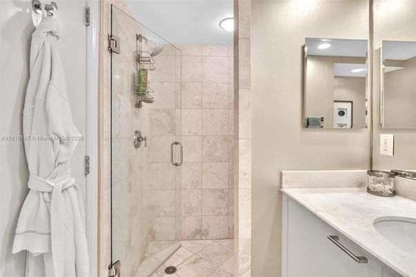 Bathroom, Glass Shower, Interior, Recessed Lighting