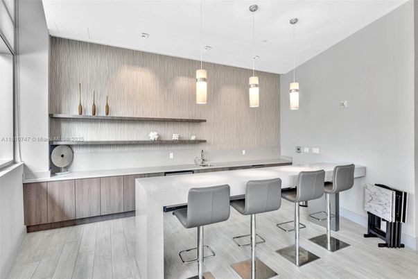 Interior, Kitchen, Pendant Lights, Wood Texture Flooring