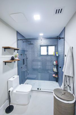 Bathroom, Glass Shower, Interior, Recessed Lighting