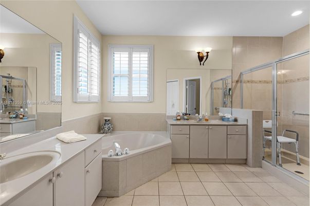 Bathroom, Dual Sink Vanities, Glass Shower, Interior, Recessed Lighting