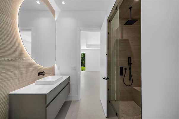 Bathroom, Glass Shower, Interior, Recessed Lighting