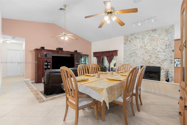 Dining room, Fireplace, Interior, Stone Walls