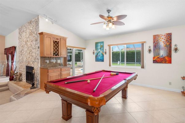 Billiard Table, Fireplace, Game Room, Interior