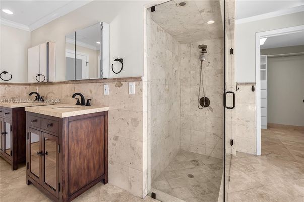 Bathroom, Glass Shower, Interior, Recessed Lighting