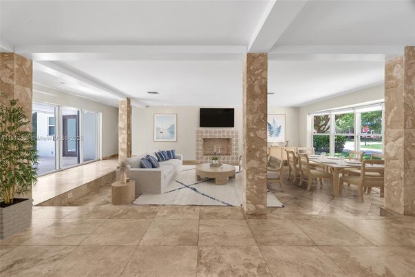 Dining room, Fireplace, Interior, Living room
