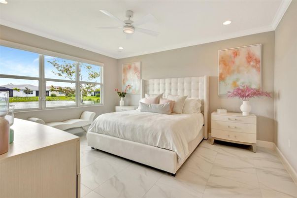 Bedroom, Interior, Marble, Recessed Lighting