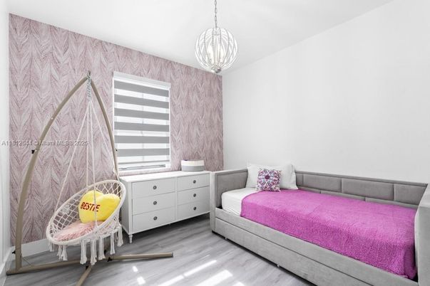 Bedroom, Interior, Pendant Lights, Wood Texture Flooring
