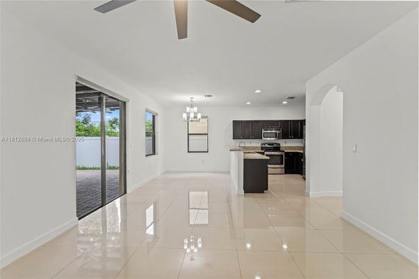 Chandelier, Interior, Kitchen, Recessed Lighting, Stainless Steel Appliances