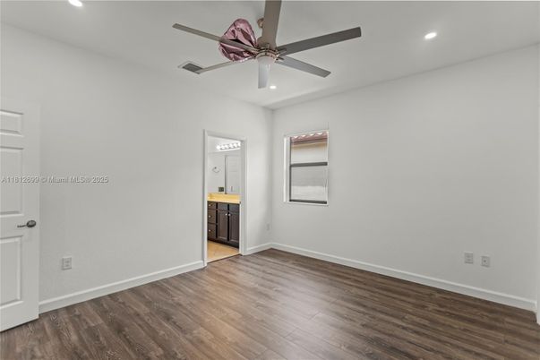 Bathroom, Empty room, Interior, Recessed Lighting, Wood Texture Flooring