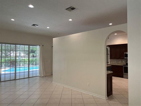 Empty room, Interior, Kitchen, Recessed Lighting