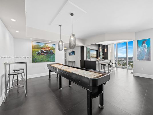 Billiard Table, Game Room, Interior, Pendant Lights, Recessed Lighting
