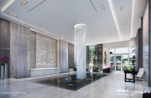 Chandelier, Interior, Marble, Pool, Recessed Lighting