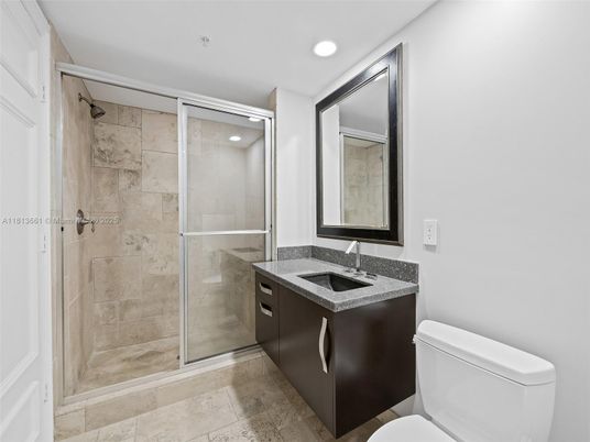 Bathroom, Glass Shower, Interior, Recessed Lighting