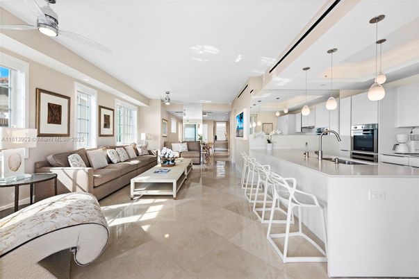 Interior, Kitchen, Living room, Pendant Lights, Stainless Steel Appliances